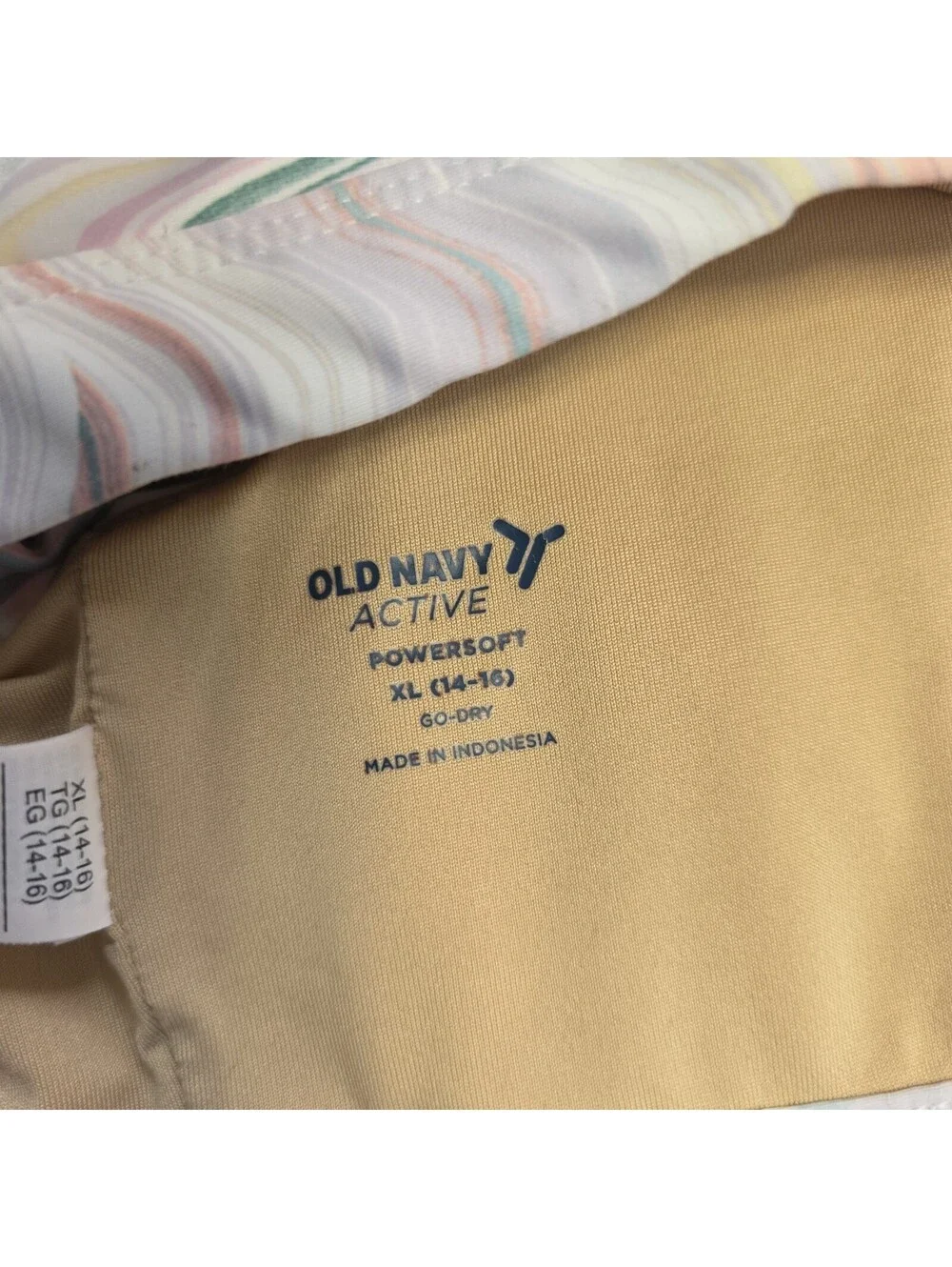 Old Navy Active Girls' sports bra, pastel marble swirl Pattern, XL 14-16